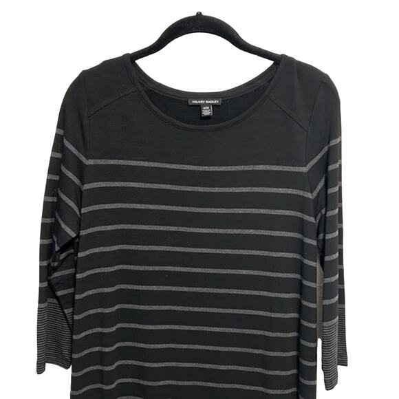 Hilary Radley Long sleeve black and grey stripe dress size medium - Picture 2 of 5